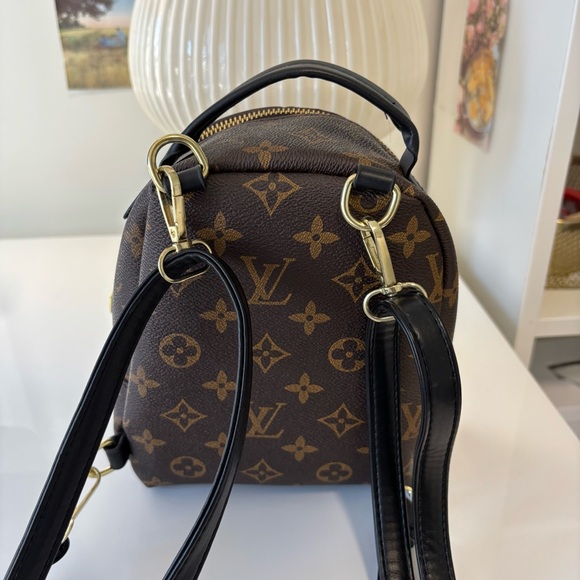 Faux LV Brown & Black Monogram Mini Backpack - Picture 5 of 9